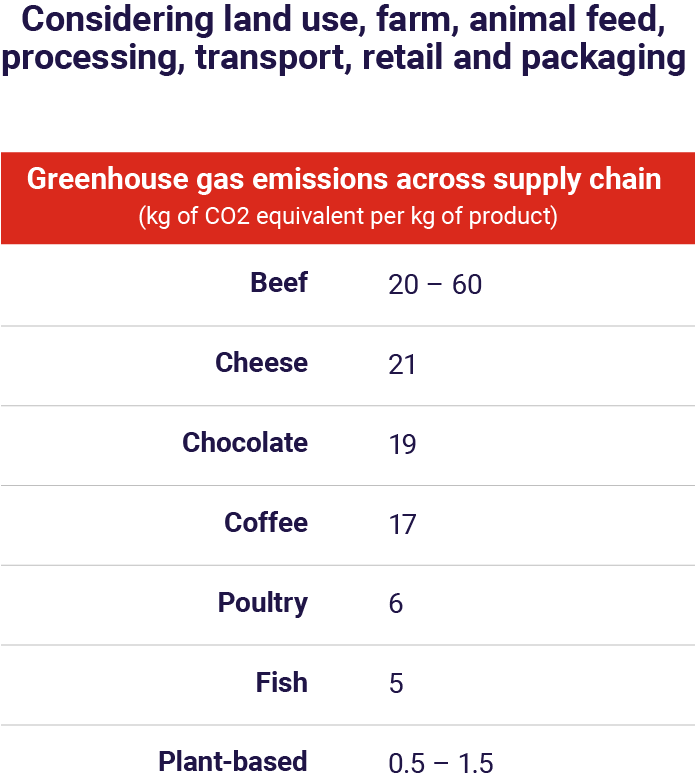 Understanding the impact of high protein consumption on greenhouse gas emissions across the supply chain. 